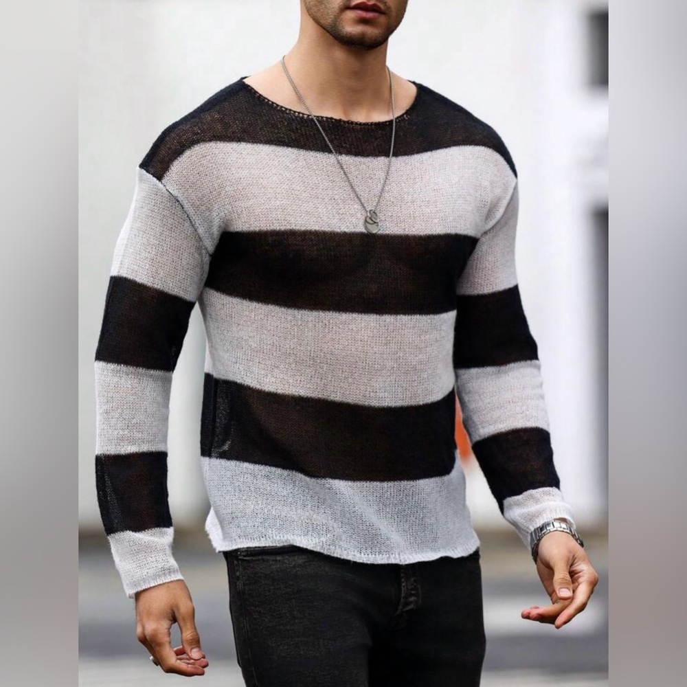 Men Two Tone Drop Shoulder Knit Top